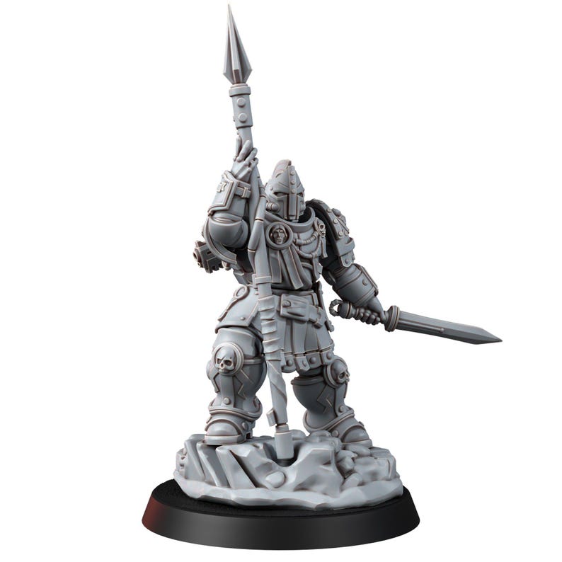 Space Knights Polemarchos | 16k Resin Miniatures | 28mm 32mm Tabletop Wargaming | Unpainted image 8