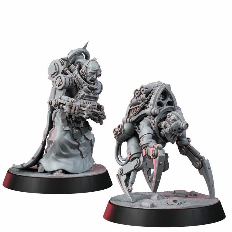 Space Knights Bookkeeper with Servitor | 16k Resin Miniatures | 28mm 32mm Tabletop Wargaming | Unpainted image 2