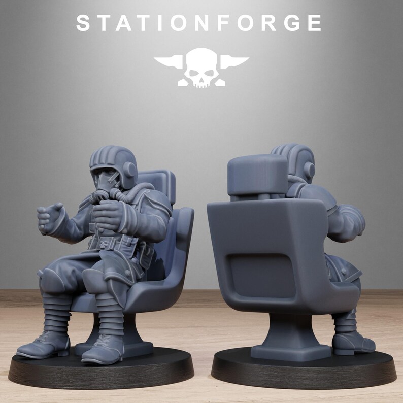 Pilot Commanders | Station Forge 16k Resin Miniatures | 28mm 32mm Tabletop Wargaming | Unpainted image 8
