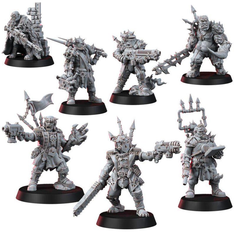 Chaos Renegades Of Pain Killers Team | 16k Resin Miniatures | 28mm Wargaming Unpainted image 2