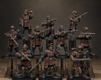 Königliche Gardepatrouille | Station Forge 16k Resinminiaturen | 28 mm/32 mm Tabletop-Wargaming | Unbemalt