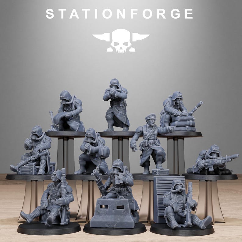 Grimguard Battlefront | Station Forge 16k Resin-Miniaturen | 28 mm/32 mm Tabletop-Wargaming | Unbemalt Bild 2