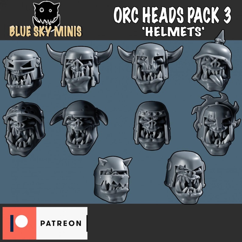 Orc Heads Pack – 16K Resin Conversion Bits Kit for Wargaming image 2