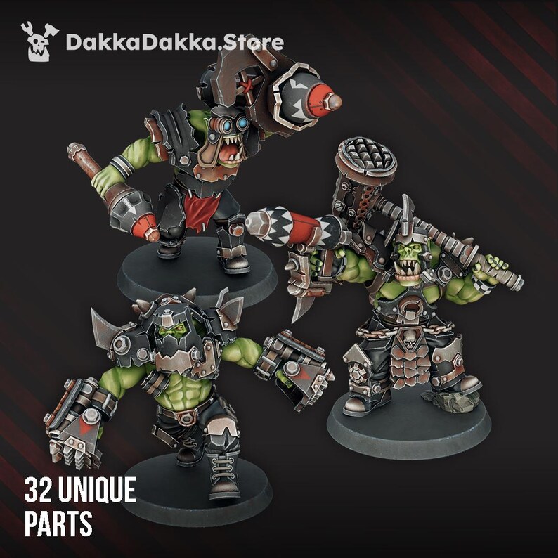 Orcs Head Crackaz Mob | 16k Resin Miniaturen | 28 mm 32 mm Tabletop Wargaming | Unbemalt Bild 3