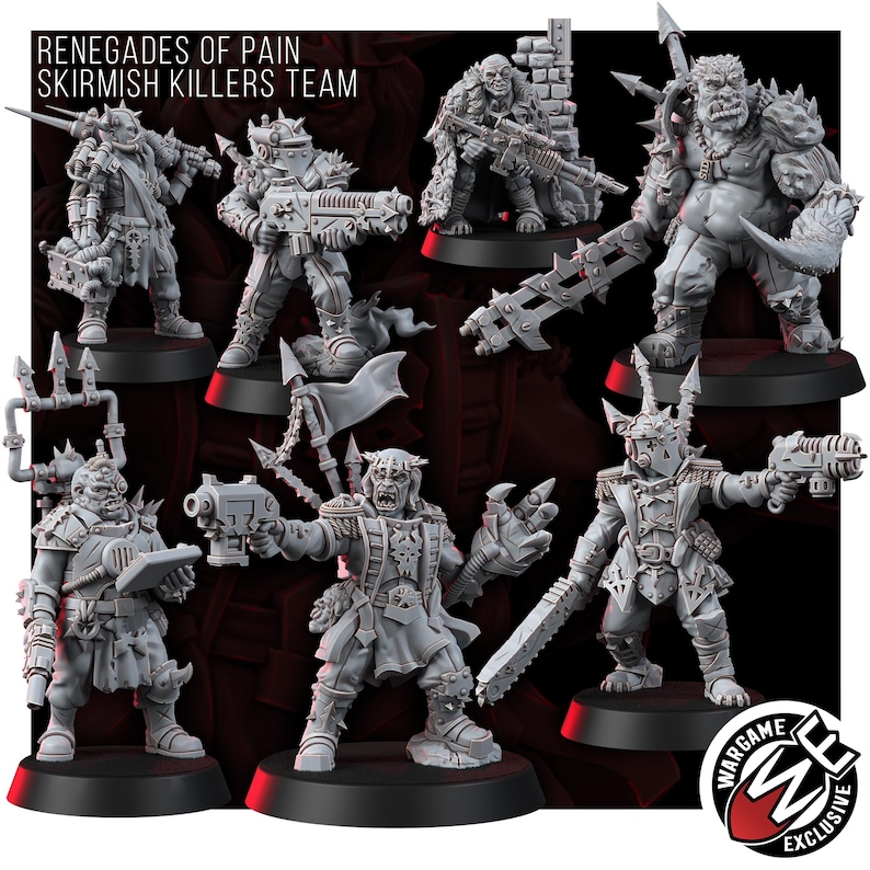 Chaos Renegades Of Pain Killers Team | 16k Resin Miniatures | 28mm Wargaming Unpainted image 10