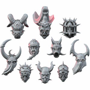 Renegades Of Excess Penetrator Heads Set | 16k Resin Miniatures | 28 mm 32 mm Tabletop Wargaming | Ongeverfd afbeelding 2