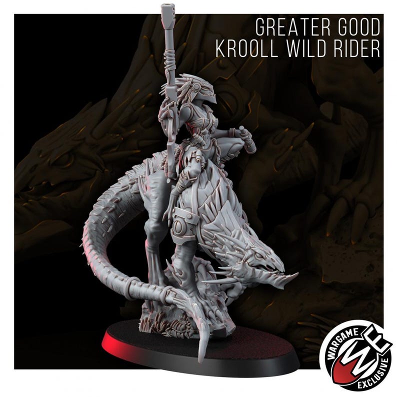 Coalition Krooll Wild Rider | 16k Resin Miniatures | 28mm 32mm Tabletop Wargaming | Unpainted image 6