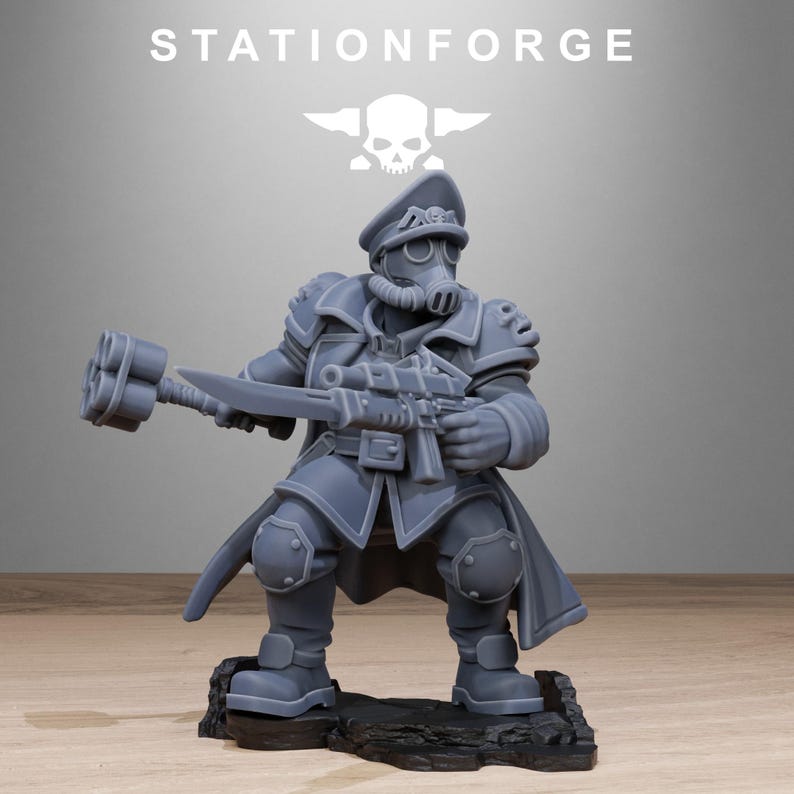 Grimguard Lieutenant | Station Forge 16k Resin Miniatures | 28mm 32mm Tabletop Wargaming | Unpainted image 3