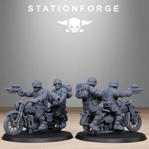 Freeguard Bikers | Station Forge 16k Resin Miniatures | 28mm 32mm Tabletop Wargaming | Unpainted image 7