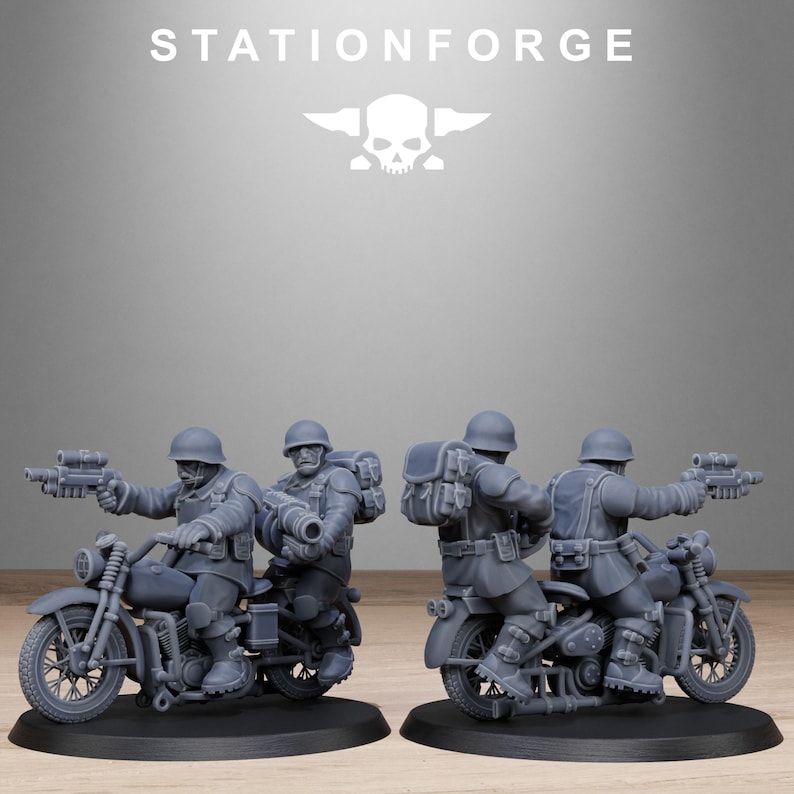 Freeguard Bikers | Station Forge 16k Resin Miniatures | 28mm 32mm Tabletop Wargaming | Unpainted image 7