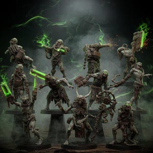 Techno Savanger Necromants | Station Forge 16k Resin Miniatures | 28mm 32mm Tabletop Wargaming | Unpainted image 1