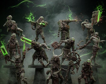 Techno Savanger Nekromanten | Station Forge 16k Resin-Miniaturen | 28 mm/32 mm Tabletop-Wargaming | Unbemalt