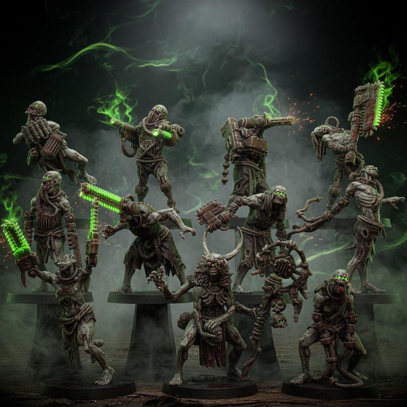 Techno Savanger Necromants | Station Forge 16k Resin Miniatures | 28mm 32mm Tabletop Wargaming | Unpainted image 1