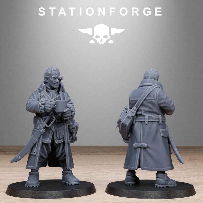 Grimcorp Scrap Operatives | Station Forge 16k Resin Miniatures | 28mm 32mm Tabletop Wargaming | Unpainted image 4
