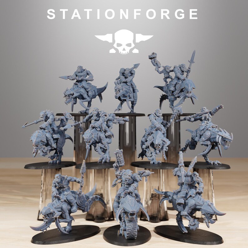 Orks Orkaz Beast Riders | Station Forge 16k Resin Miniatures | 28mm 32mm Tabletop Wargaming | Unpainted image 2