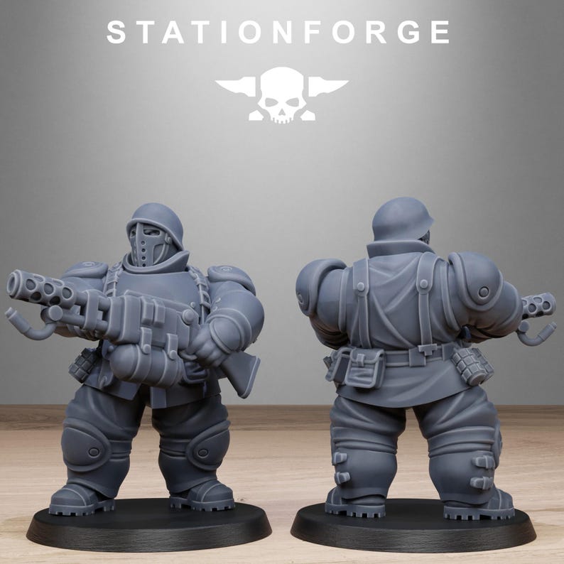Freeguard Armored Mutants | Station Forge 16k Resin Miniatures | 28mm 32mm Tabletop Wargaming | Unpainted image 3