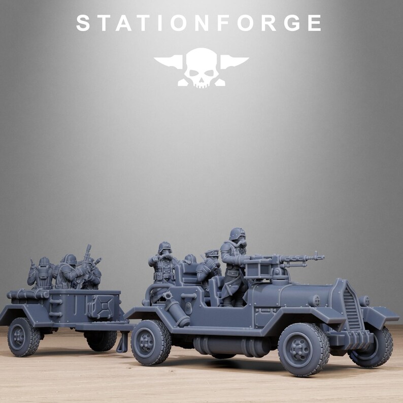 GrimGuard Support Vehicles | Station Forge 16k Resin Miniatures | 28mm 32mm Tabletop Wargaming | Unpainted image 3