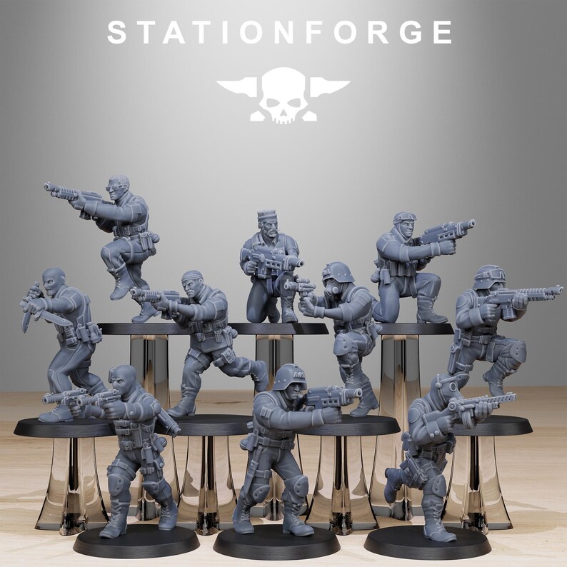 Grimguard Counter Terrorists | Station Forge 16k Resin Miniatures | 28mm 32mm Tabletop Wargaming | Unpainted image 2