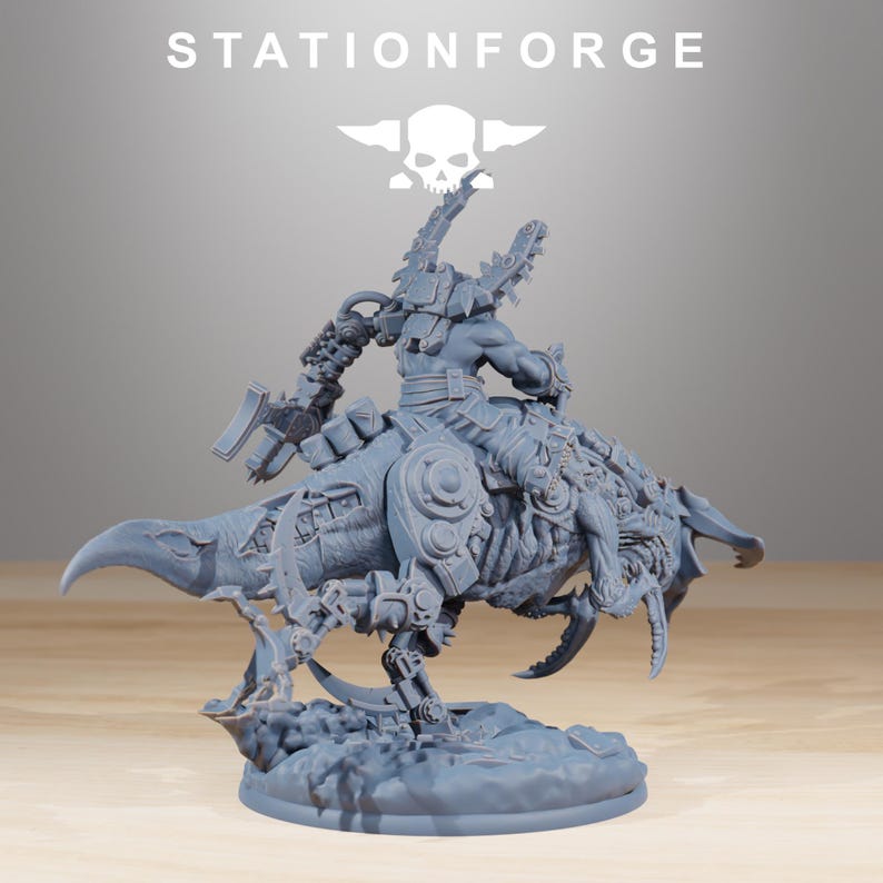Orks Orkaz Boss Rider | Station Forge 16k Resin Miniatures | 28mm 32mm Tabletop Wargaming | Unpainted image 4
