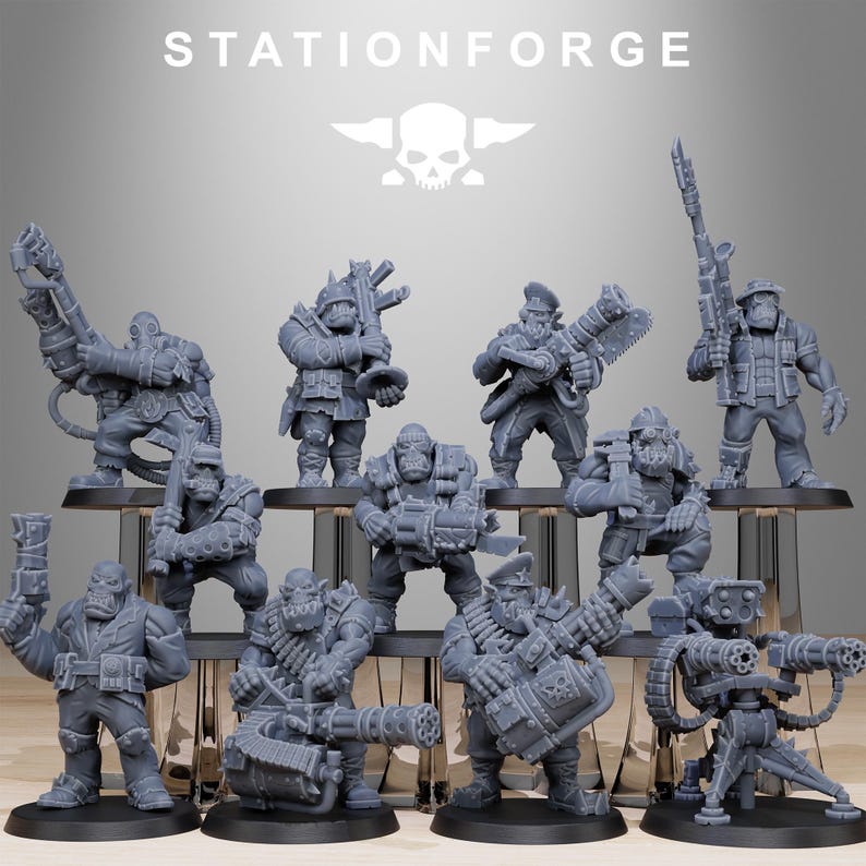 Orks Orkaz Team Fighters | Station Forge 16k Resin Miniatures | 28mm 32mm Tabletop Wargaming | Unpainted image 2