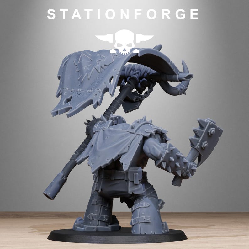 Chef Orkaz Bearer Orks | Station Forge 16k Figurines en résine | 28 mm 32 mm Jeux de figurines | Non peintes image 6