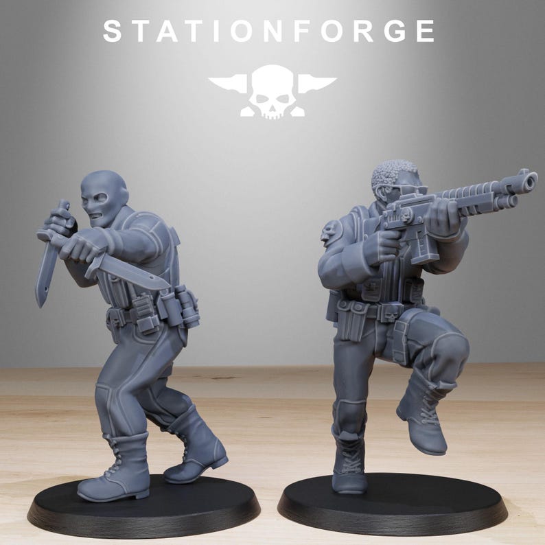 Grimguard Counter Terrorists | Station Forge 16k Resin Miniatures | 28mm 32mm Tabletop Wargaming | Unpainted image 3