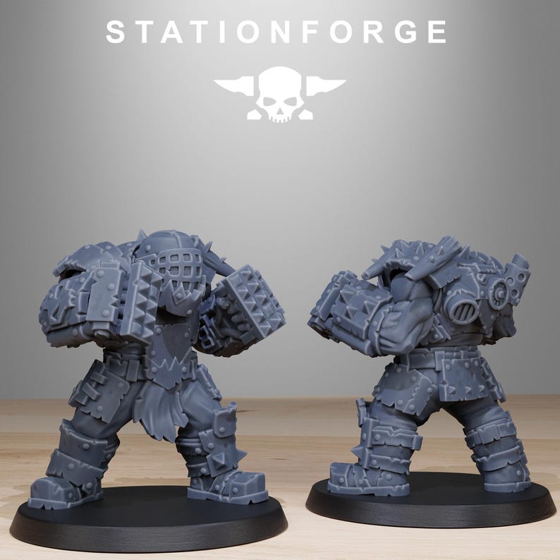 Orks Orkaz Smashers | Station Forge 16k Resin Miniatures | 28mm 32mm Tabletop Wargaming | Unpainted image 4