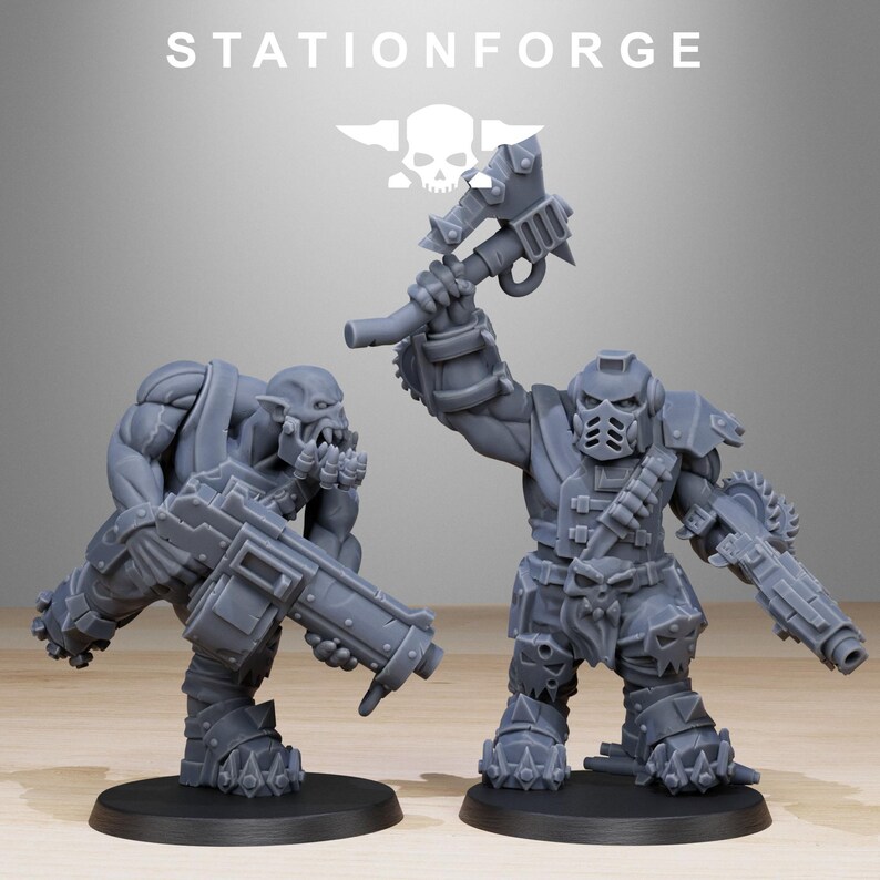 Orks Orkaz Spec Team | Station Forge 16k Resin Miniatures | 28mm 32mm Tabletop Wargaming | Unpainted image 5