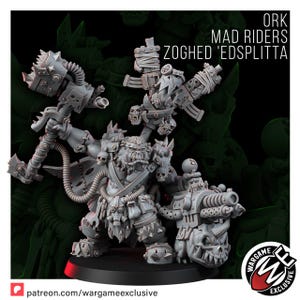 Ork Mad Riders Zoghed Edsplitta | 16k Resin Miniatures | 28mm 32mm Tabletop Wargaming | Unpainted image 8