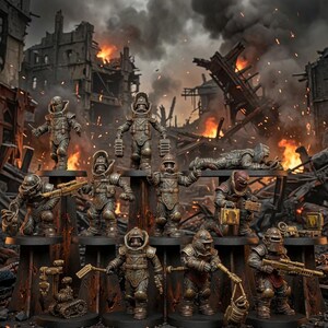 Grimguard Bomb Squad | Station Forge 16k Resin Miniatures | 28 mm 32 mm Tabletop Wargaming | Ongeverfd afbeelding 1