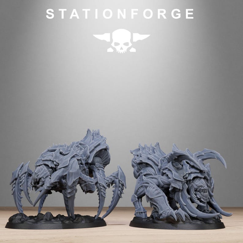 Xenarid Spider Beasts | Station Forge 16k Resin Miniatures | 28mm 32mm Tabletop Wargaming | Unpainted image 2