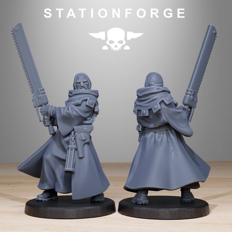 Mercenari Grimcorp / Miniature in resina 16k Station Forge / 28 mm 32 mm per wargame da tavolo / Non dipinte immagine 2