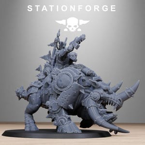 Ork Brast Rider Warlord Miniature | Station Forge 16K Resin | 28mm Tabletop Wargaming image 6