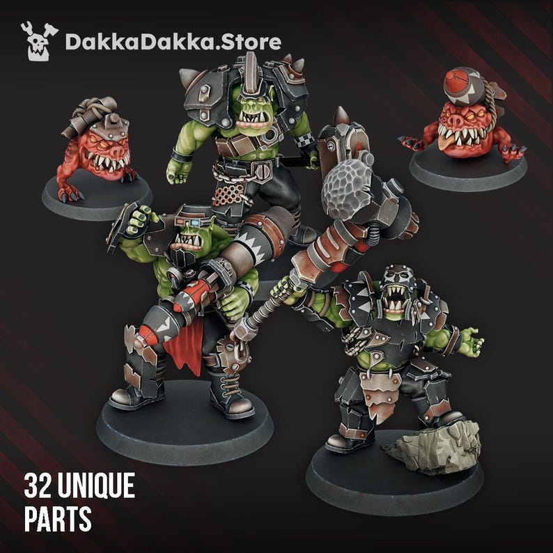Orcs Head Crackaz Mob | 16k Resin Miniaturen | 28 mm 32 mm Tabletop Wargaming | Unbemalt Bild 4