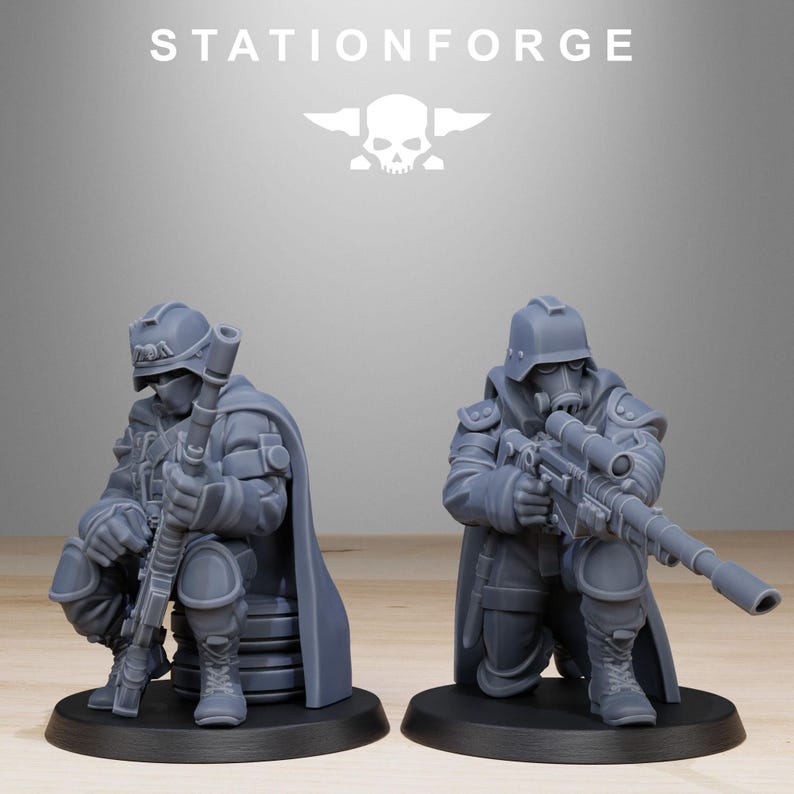 GrimGuard Snipers | Station Forge 16k Resin Miniatyrer | 28 mm 32 mm Bordspel Krigsspel | Omålad bild 5