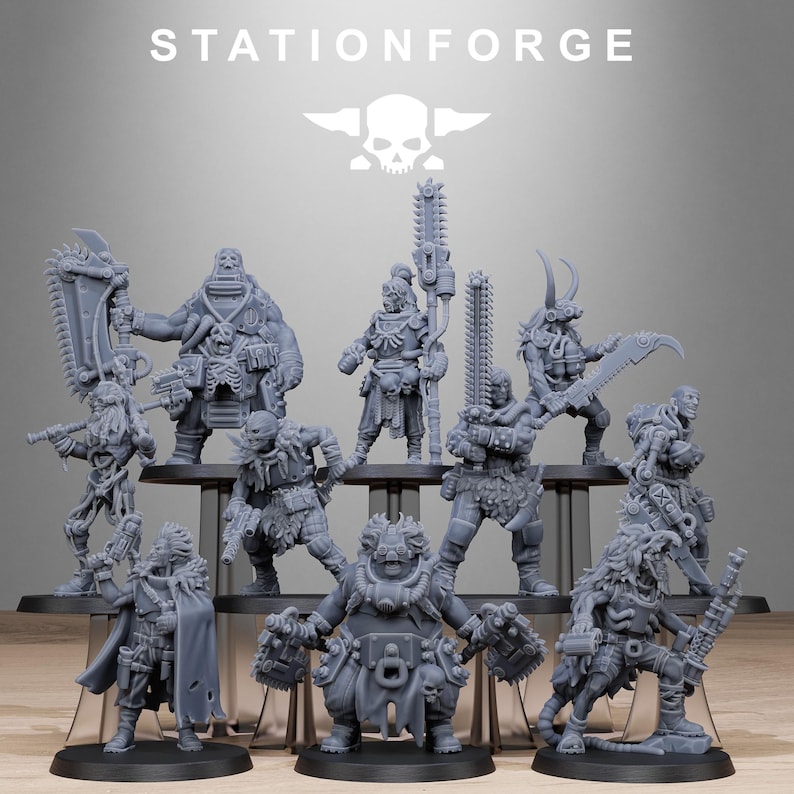 Barbares Techno Sauvages | Figurines en résine Station Forge 16k | 28 mm et 32 mm | Jeux de figurines | Non peintes image 2