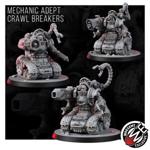 Mechanist Crawl Breakers | 16k Resin Miniatures | 28 mm 32 mm Tabletop Wargaming | Ongeverfd afbeelding 2