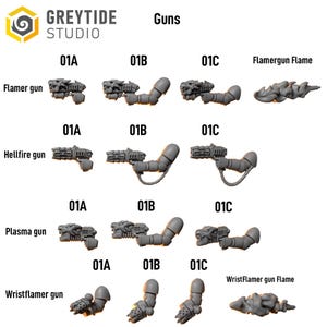Anvil Wardens - Guns - 16k Resin - GreyTide Studio - Drakes / Space Warriors / Bitz / Tabletop / Wargaming / Grimdark image 2