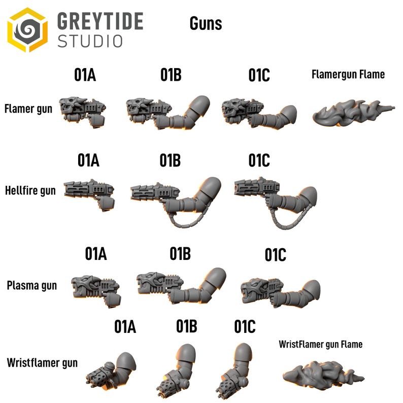 Anvil Wardens - Guns - 16k Resin - GreyTide Studio - Drakes / Space Warriors / Bitz / Tabletop / Wargaming / Grimdark image 2