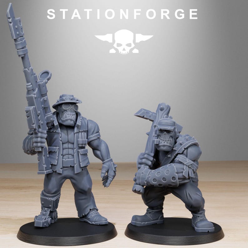 Orks Orkaz Team Fighters | Station Forge 16k Resin Miniatures | 28mm 32mm Tabletop Wargaming | Unpainted image 8