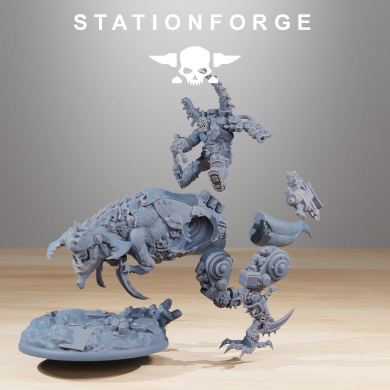 Orks Orkaz Boss Rider | Station Forge 16k Resin Miniatures | 28mm 32mm Tabletop Wargaming | Unpainted image 5