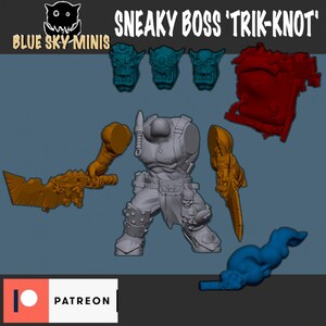 Podstępny Boss Trik-Knot - Postać Orka - Żywica 16k - Orkowie / Gry planszowe / Gry wojenne / Grimdark zdjęcie 3