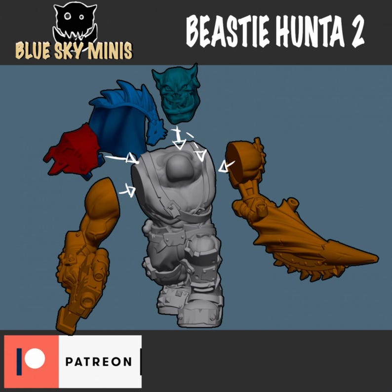 Beastie Huntas - Orc Squad - 16k Resin - Orcs / Tabletop / Wargaming / Grimdark image 4