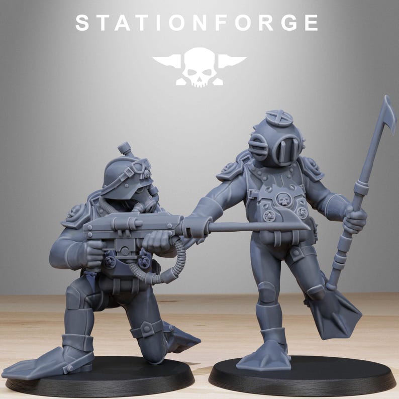 Grimguard-Taucher | Station Forge 16k Resin-Miniaturen | 28 mm/32 mm Tabletop-Wargaming | Unbemalt Bild 6