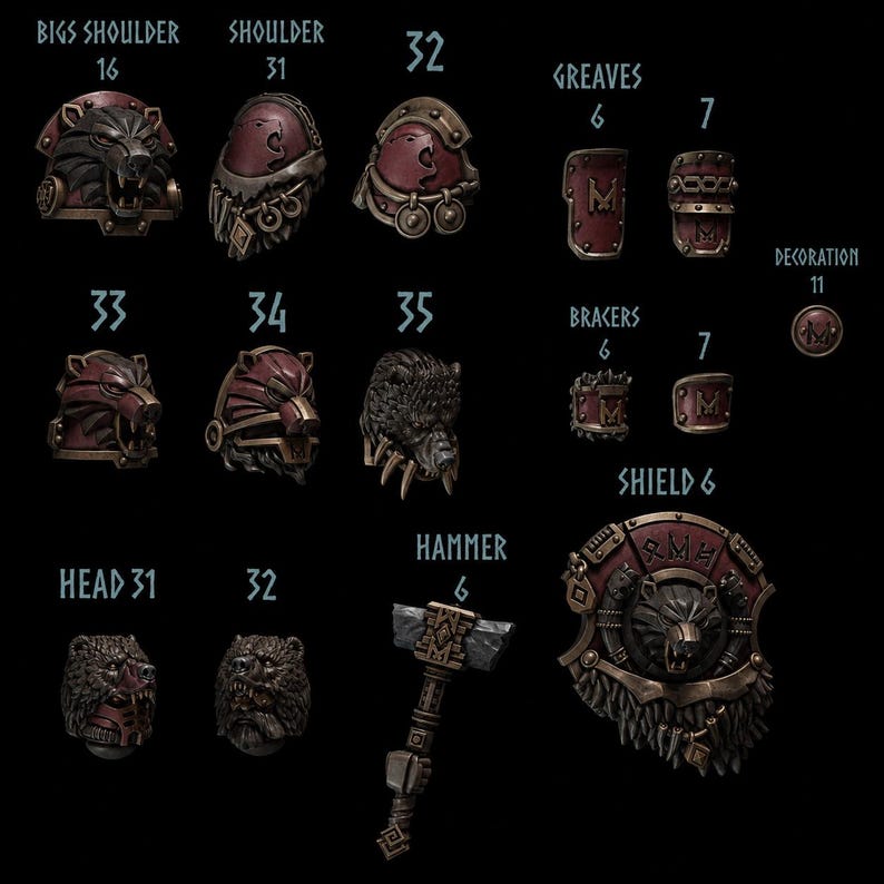 Primal Hounds - Bear Company - żywica 16k - GreyTide Studio - Wilki / Kosmiczni Wojownicy / Bitz / Gry planszowe / Gry wojenne / Grimdark zdjęcie 1