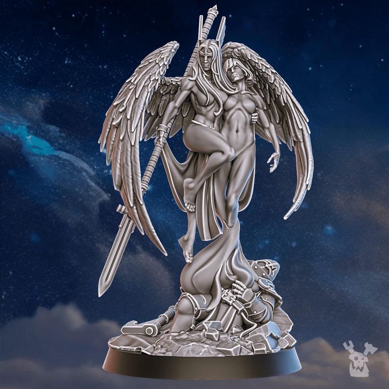 Valkyries Warmaster Air | 16k Resin Miniatures | 28mm 32mm Tabletop Wargaming | Unpainted image 2