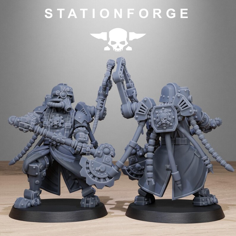 Grimguard Tech Engineers | Station Forge 16k Resin Miniatures | 28mm 32mm Tabletop Wargaming | Unpainted image 3