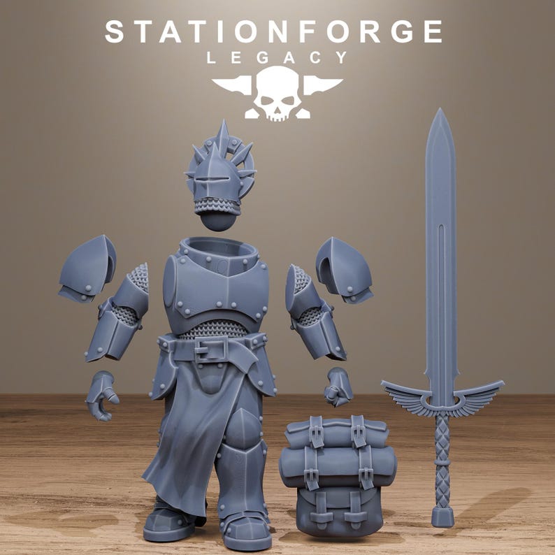 Solaris Soalris Greatswordsmen | Station Forge 16k Resin Miniatures | 28mm 32mm Tabletop Wargaming | Unpainted image 3