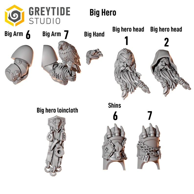 Primal Hounds - Big Armor Hero Pack - 16k Resin - GreyTide Studio - Wolves / Space Warriors / Bitz / Tabletop / Wargaming / Grimdark 画像 5