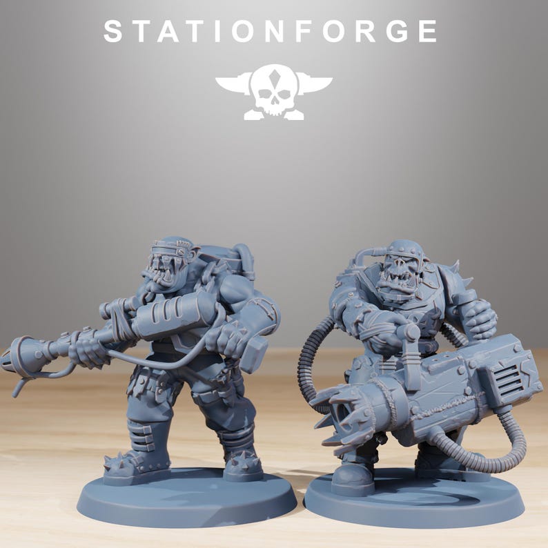 Orks Orkaz Skillers | Station Forge 16k Resin Miniatures | 28mm 32mm Tabletop Wargaming | Unpainted image 6